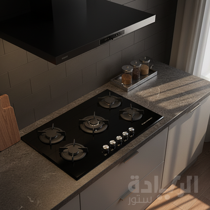 بوتاجاز بلت إن غاز إيكوماتيك 5 شعلات – 90 سم – زجاج أسود – موديل – S907RS