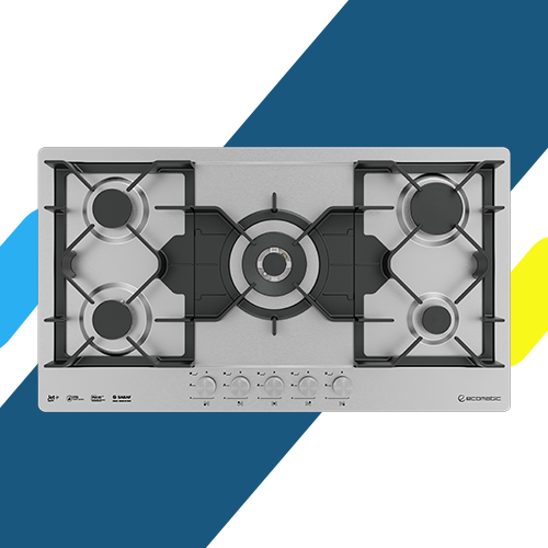 بوتاجاز بلت إن غاز إيكوماتيك 92 سم XL ستانلس ستيل – 5 شعلة – إشعال أوتوماتيك – S9103XLPRO