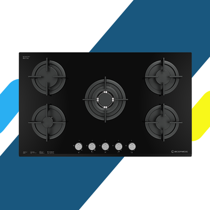 إيكوماتيك مسطح غاز بلت إن كريستال 90 سم – 5 شعلات حديد زهر – موديل – S9117RC