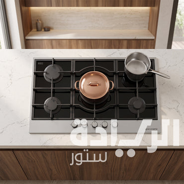 Ecomatic 90 cm Gas Built-in Hob (Edge Series) - SCHOTT Crystal Glass with Stainless Frame - Model S927IQC
