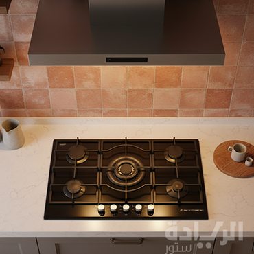 مسطح غاز إيكوماتيك بلت إن – 90 سم – 5 شعلات كريستال أسود بإشعال أوتوماتيك – موديل – S927QC