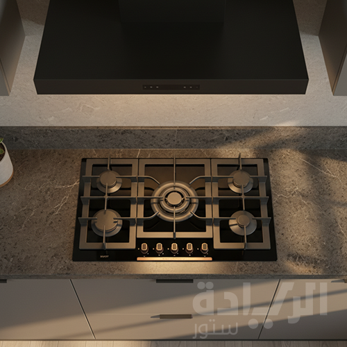 مسطح غاز بلت إن إيكوماتيك – 92 سم – 5 شعلات كريستال أسود SCHOTT – إشعال أوتوماتيك – موديل – S937XLC