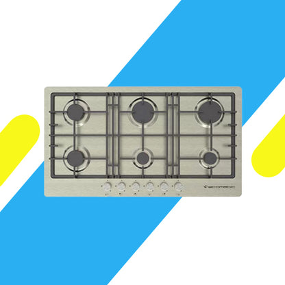 مسطح بلت إن غاز إيكوماتيك – 92 سم – 6 شعلات – ستانلس ستيل مقاوم للصدأ – موديل – S943XL6C