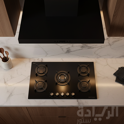 مسطح غاز إيكوماتيك بلت إن – 90 سم – 5 شعلات – كريستال أسود – موديل – S947CMC