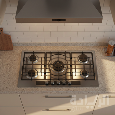 مسطح إيكوماتيك بلت إن غاز – 92 سم – 5 شعلات – ستانلس ستيل وكريستال – إشعال أوتوماتيك – موديل – S963XLGC