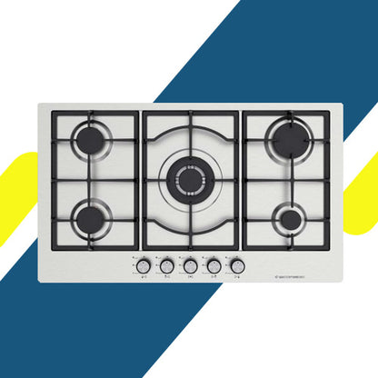 مسطح غاز بلت إن إيكوماتيك – 90 سم – 5 شعلات ستانلس ستيل – إشعال أوتوماتيك – موديل – S973C