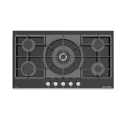 مسطح بلت إن غاز إيكوماتيك – 92 سم XL – 5 شعلات – كريستال أسود – زجاج SCHOTT ألماني – موديل – S987XLC