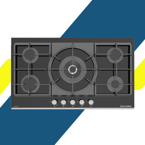 مسطح بلت إن غاز إيكوماتيك – 92 سم XL – 5 شعلات – كريستال أسود – زجاج SCHOTT ألماني – موديل – S987XLC