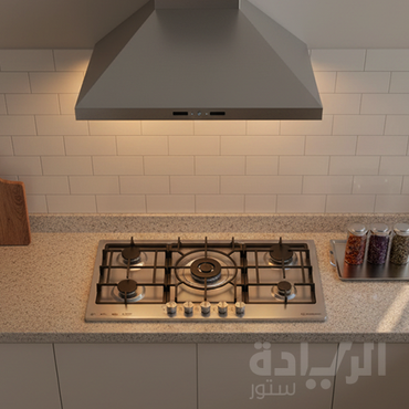 بوتاجاز بلت إن غاز إيكوماتيك 92 سم 5 شعلة ستانلس ستيل XL – SABAF – أمان كامل S993XLC