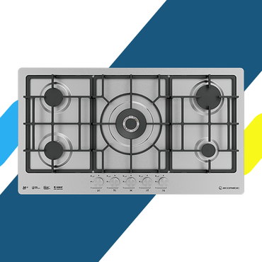 بوتاجاز بلت إن غاز إيكوماتيك 92 سم 5 شعلة ستانلس ستيل XL – SABAF – أمان كامل S993XLC