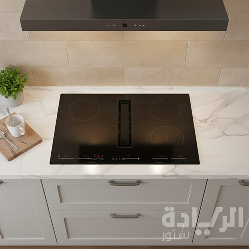 كيتشن لاين مسطح 4 عين كهرباء اندكشن كهرباء مع شفاط بلت ان زجاجي سيراميك اسود مقاس - 80 سم - موديل - SF06W
