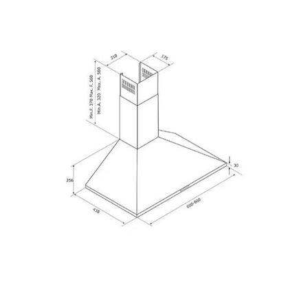 بيست اير شفاط مطبخ هرمي - فضي - 60 سم - قوة شفط 1000 م³/س - 1 موتور - موديل - SFP3X 6096SB INOX