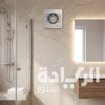 شفاط حمام ارورا 15 سم – قوة شفط 85 م³/ساعة – عزل مزدوج – أبيض – موديل – SLF100T