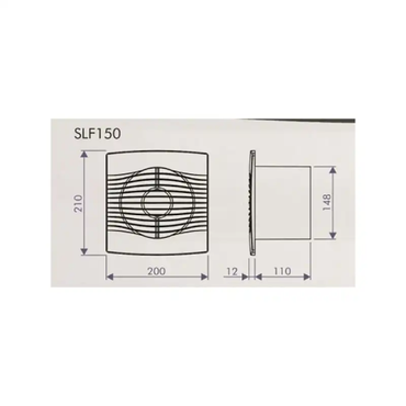 شفاط حمام ارورا 20 سم – قوة شفط 330 م³/ساعة – عزل مزدوج – أبيض – موديل – SLF150T