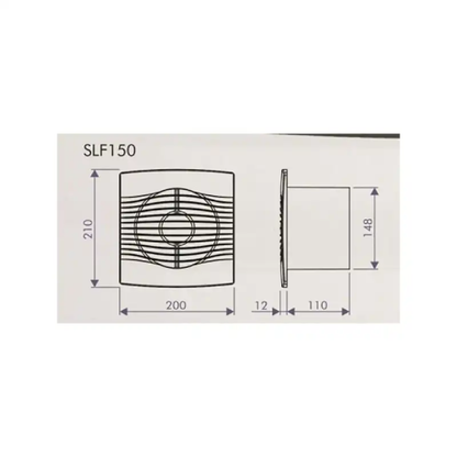 شفاط حمام ارورا 20 سم – قوة شفط 330 م³/ساعة – عزل مزدوج – أبيض – موديل – SLF150T