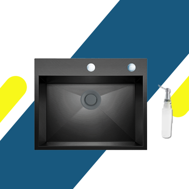 حوض مطبخ ستانلس ستيل بيورتي أسود - 60×50 سم - ستانلس 304 ضد الصدأ - موديل - SQH 60 BL