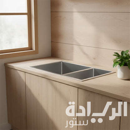 حوض مطبخ بيورتي ستانلس ستيل مزدوج 79×44 سم — ستانلس 304 — صناعة كورية — موديل — SQH 79 ST Double