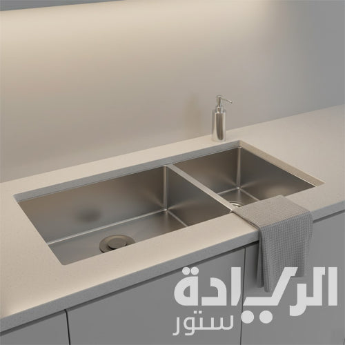 حوض مطبخ بيورتي ستانلس ستيل مزدوج 79×44 سم — ستانلس 304 — صناعة كورية — موديل — SQH 79 ST Double