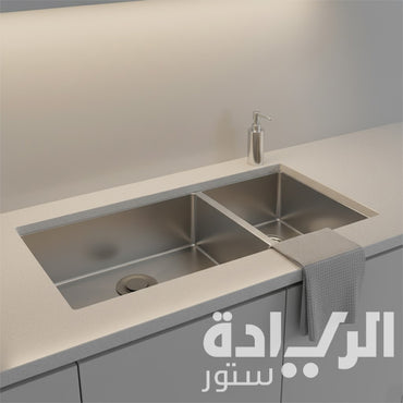 حوض مطبخ بيورتي ستانلس ستيل مزدوج 79×44 سم — ستانلس 304 — صناعة كورية — موديل — SQH 79 ST Double