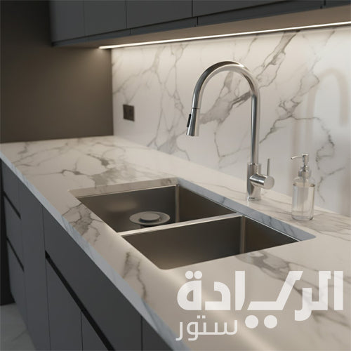 حوض مطبخ بيورتي ستانلس ستيل مزدوج 79×44 سم — ستانلس 304 — صناعة كورية — موديل — SQH 79 ST Double