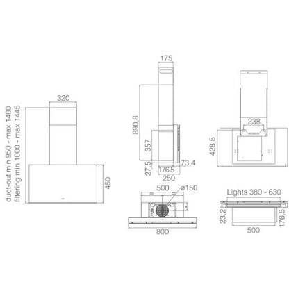 شفاط مطبخ رأسي اليكا – 80 سم – قوة شفط 900 م³/ساعة – تحكم باللمس والموبايل – أسود - موديل - SUPER PLAT