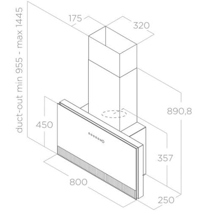 شفاط مطبخ رأسي اليكا – 80 سم – قوة شفط 900 م³/ساعة – تحكم باللمس والموبايل – أسود - موديل - SUPER PLAT