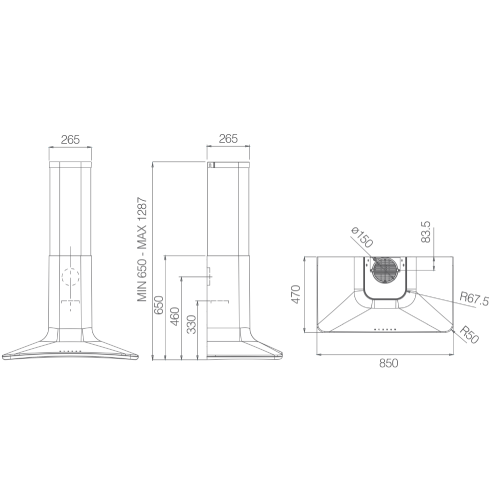 شفاط مطبخ زجاجي مدخنة اليكا سويت (Elica Sweet) بترولي - صناعة إيطالية - قوة شفط 900 م³/ساعة