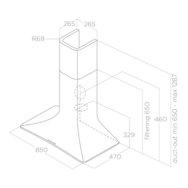 شفاط مطبخ زجاجي مدخنة اليكا سويت (Elica Sweet) بترولي - صناعة إيطالية - قوة شفط 900 م³/ساعة