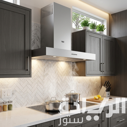 شفاط تيفا حرف T 90 سم – إستانليس ستيل – قوة شفط 850 متر مكعب – موديل T90-PB-850-IX