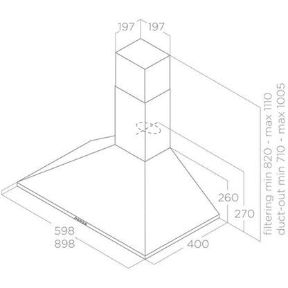 شفاط مطبخ اليكا ستانلس ستيل 90 سم – قوة شفط 1000 م³/ساعة - موديل - ELICA TAMAYA LUX