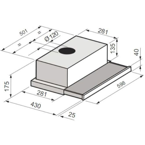 البا - Elba شفاط مطبخ تلسكوبي بلت ان 60 سم ستانليس قوة شفط 390 م3/ساعة موديل - TCH 602 BX
