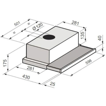 البا - Elba شفاط مطبخ تلسكوبي بلت ان 60 سم ستانليس قوة شفط 390 م3/ساعة موديل - TCH 602 BX