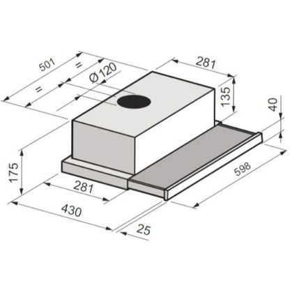 البا - Elba شفاط مطبخ تلسكوبي بلت ان 60 سم ستانليس قوة شفط 390 م3/ساعة موديل - TCH 602 BX