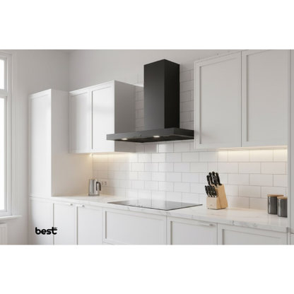 شفاط مطبخ بيست اير 90 سم موتور إيطالي قوة شفط 1200 م³/س – 4 سرعات – فلاتر معدنية وكربونية – موديل – T ULTRA 4X BK