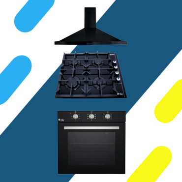 طقم بوتجاز بلت ان بيورتي – مسطح 4 عين غاز HPT602G + فرن غاز OPT602GG + شفاط 60 سم PENTO BL