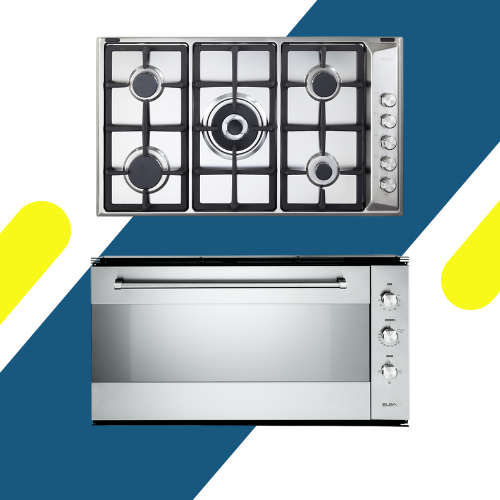 طقم بلت إن إلبا - فرن غاز بلت إن 90 سم من ماركة إلبا الإيطالية – موديل 109-52XN + بوتاجاز بلت إن غاز 5 عيون 90 سم من إلبا موديل E95-545XD