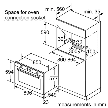 فرن بلت إن كهرباء بوش 90×60 سم – سعة 112 لتر - موديل - VBD554FS0