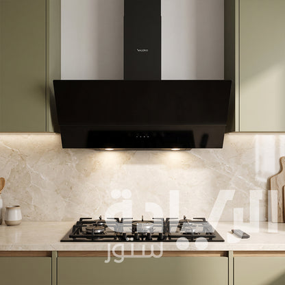 Valerio 90cm Decorative Cooker Hood – Black – 1000 m³/h Turbo Suction Power – 5 Speeds – Remote Control – Model VCD90ND PRO