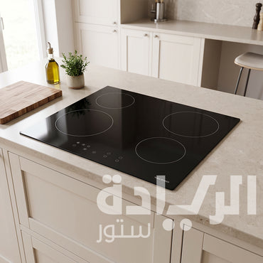 سطح بلت إن سيراميك فاليريو (Valerio) 60 سم، 4 مناطق تسخين (2x1800W / 2x1200W)، تحكم لمس تاتش – موديل VE60VC