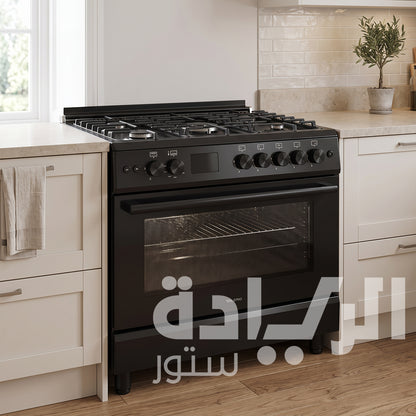 Valerio 90×60cm Gas Cooker – Black – 5 Italian SABAF Burners – 5kW Triple Burner – Model VFS6090DBG02