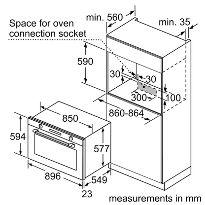 فرن بلت إن غاز من بوش 90 سم - سعة 102 لتر، شواية كهربائية رقمية - موديل - VGD553FR0
