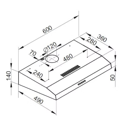 بيست اير شفاط مطبخ مسطح - 60 سم - قوة لشفط 650 م/س - 2 ماتور FIME إيطالي - موديل - WAVE 60CM INOX