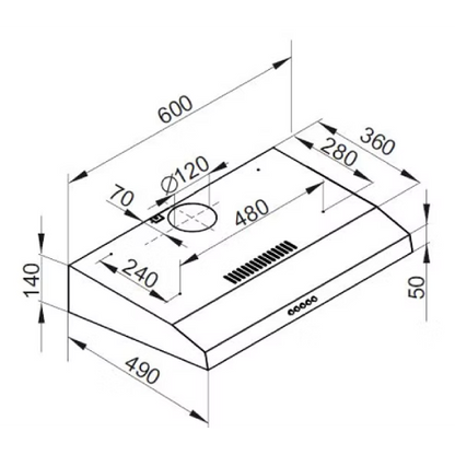 بيست اير شفاط مطبخ مسطح - 60 سم - قوة لشفط 650 م/س - 2 ماتور FIME إيطالي - موديل - WAVE 60CM INOX