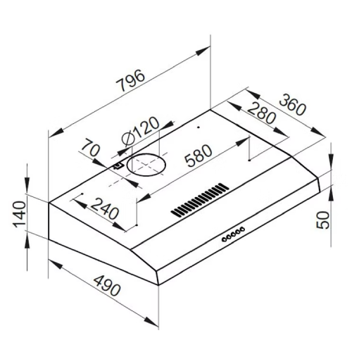 بيست اير شفاط مطبخ مسطح - 80 سم - قوة لشفط 650 م/س - 2 ماتور FIME إيطالي - موديل - WAVE 80CM INOX