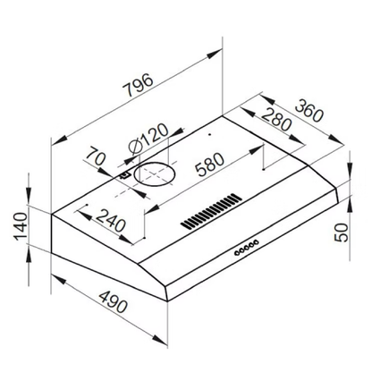 بيست اير شفاط مطبخ مسطح - 80 سم - قوة لشفط 650 م/س - 2 ماتور FIME إيطالي - موديل - WAVE 80CM INOX