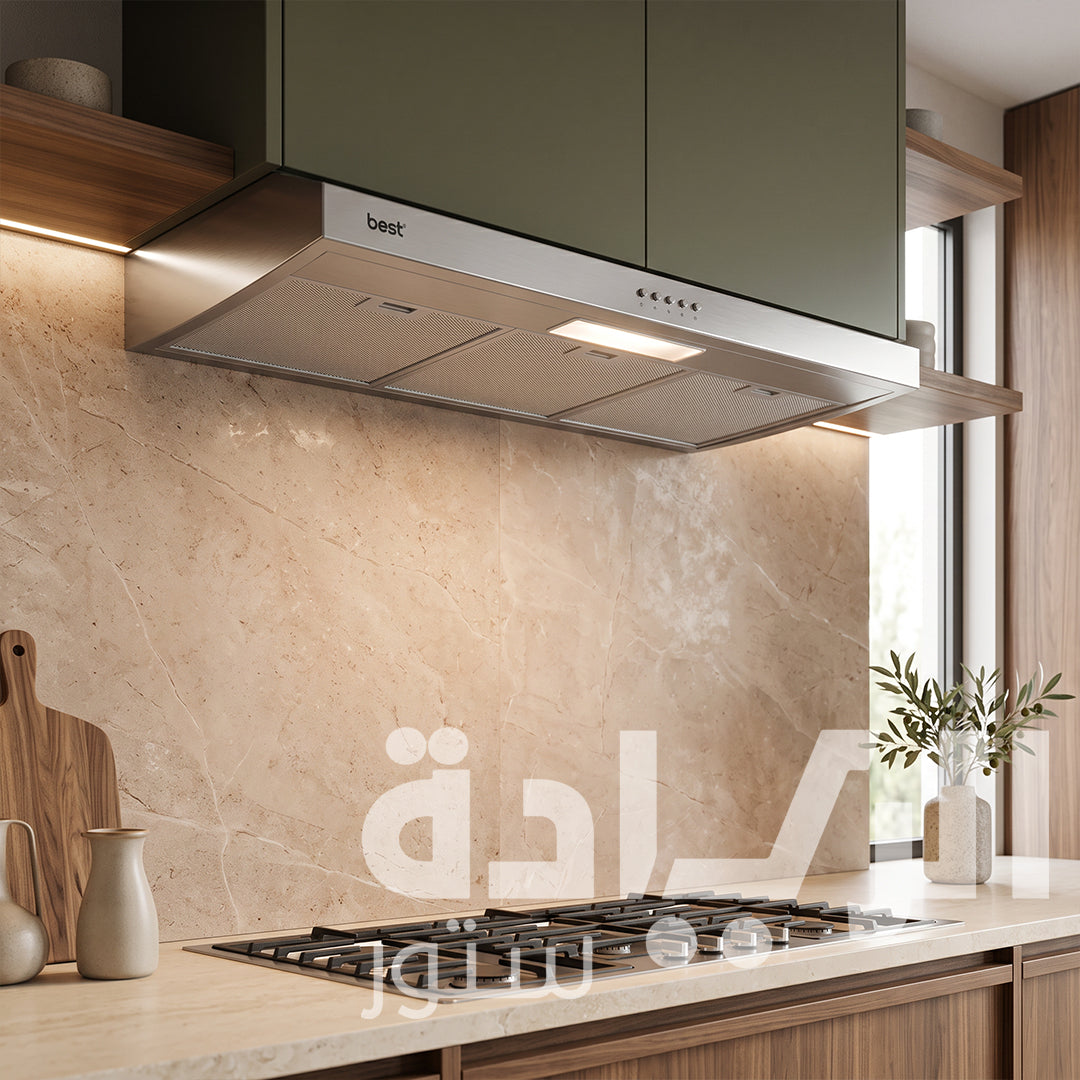 بيست اير شفاط مطبخ مسطح - 90 سم - قوة لشفط 650 م/س - 2 ماتور FIME إيطالي - موديل - WAVE 90CM INOX