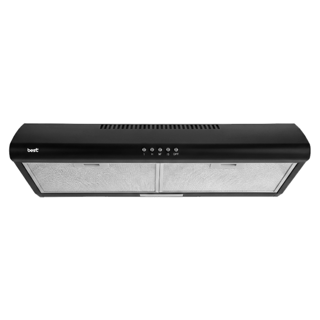 شفاط مطبخ مسطح بيست اير (Best air) 60 سم – 2 موتور إيطالي 222 وات – قوة شفط 650 م³/س – أسود – موديل WAVE PLUS 60CM BK