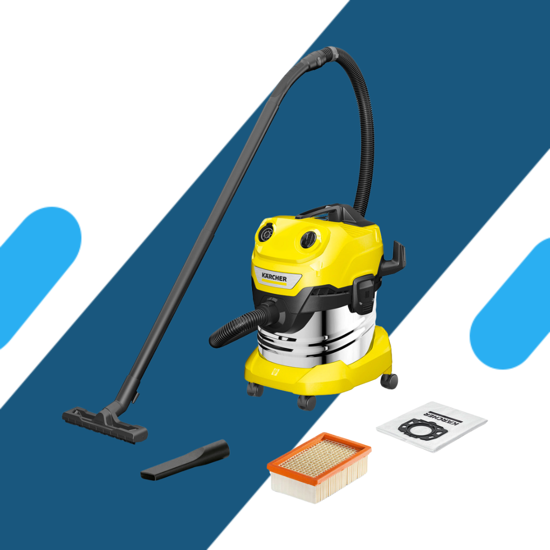 مكنسة كهربائية جافة ومبللة كارشر – ستانلس ستيل – 1000 وات – 20 لتر - موديل - WD 4 S