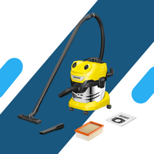 مكنسة كهربائية جافة ومبللة كارشر – ستانلس ستيل – 1000 وات – 20 لتر - موديل - WD 4 S