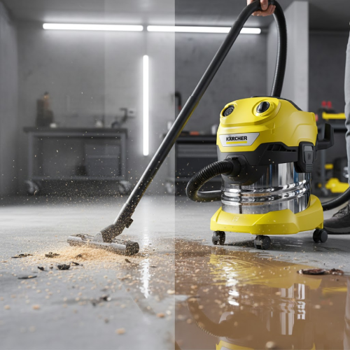 مكنسة كارشر WD 4 S رطبة وجافة – 1000 وات – سعة 20 لتر – خزان ستانلس ستيل